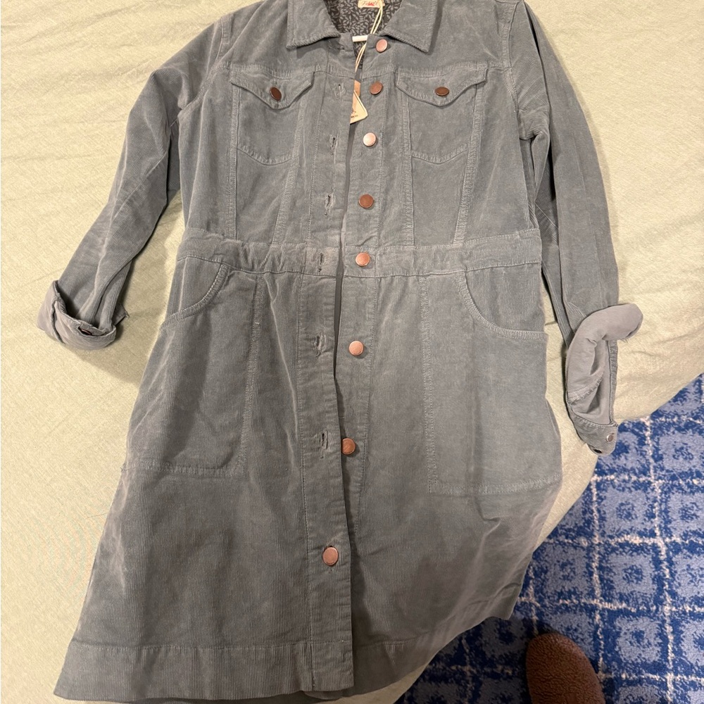 Stylish Blue Corduroy Dress - Picture 3 of 3